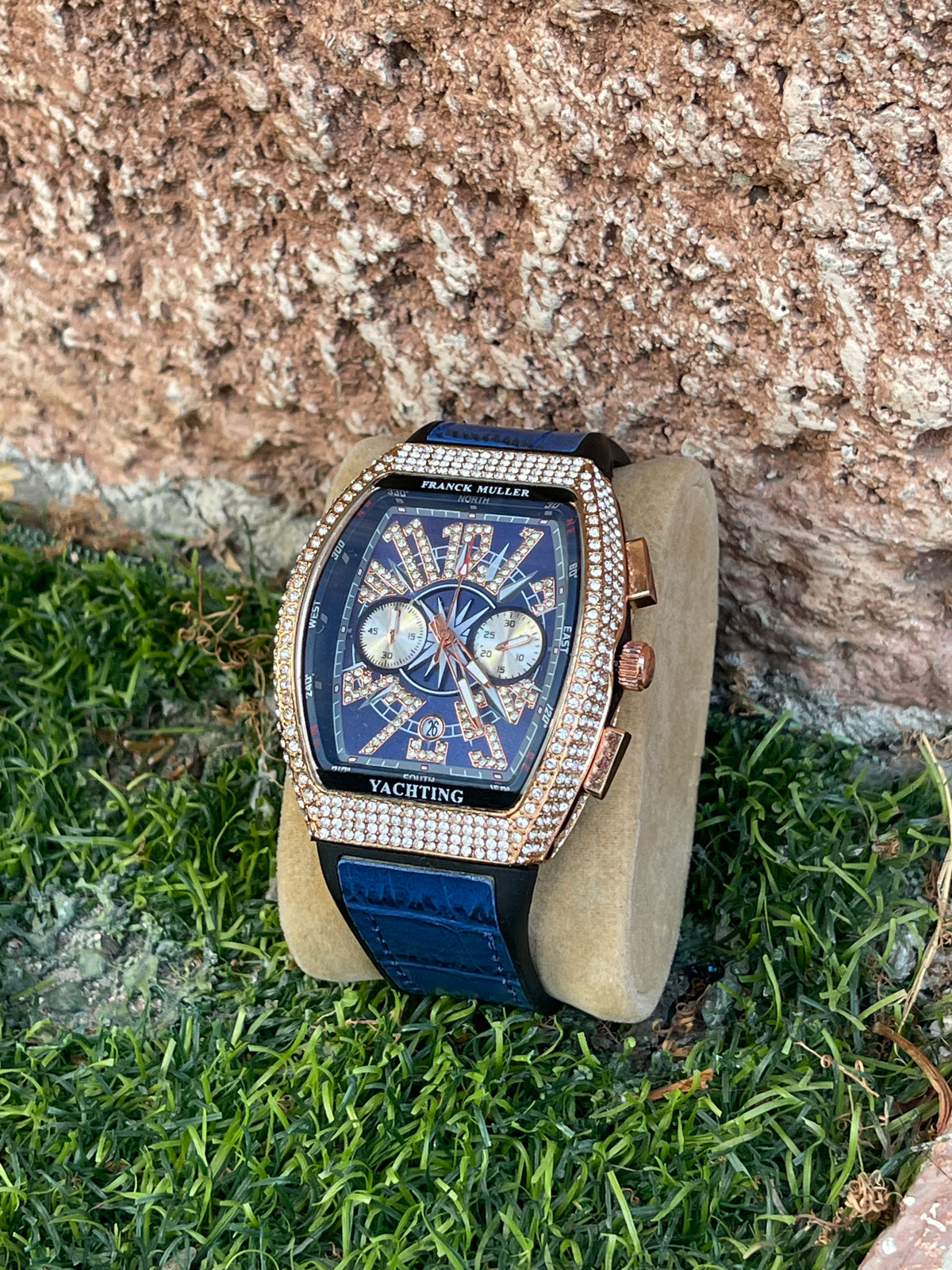 FRANCK MULLER Gold Chronograph Blue Strap