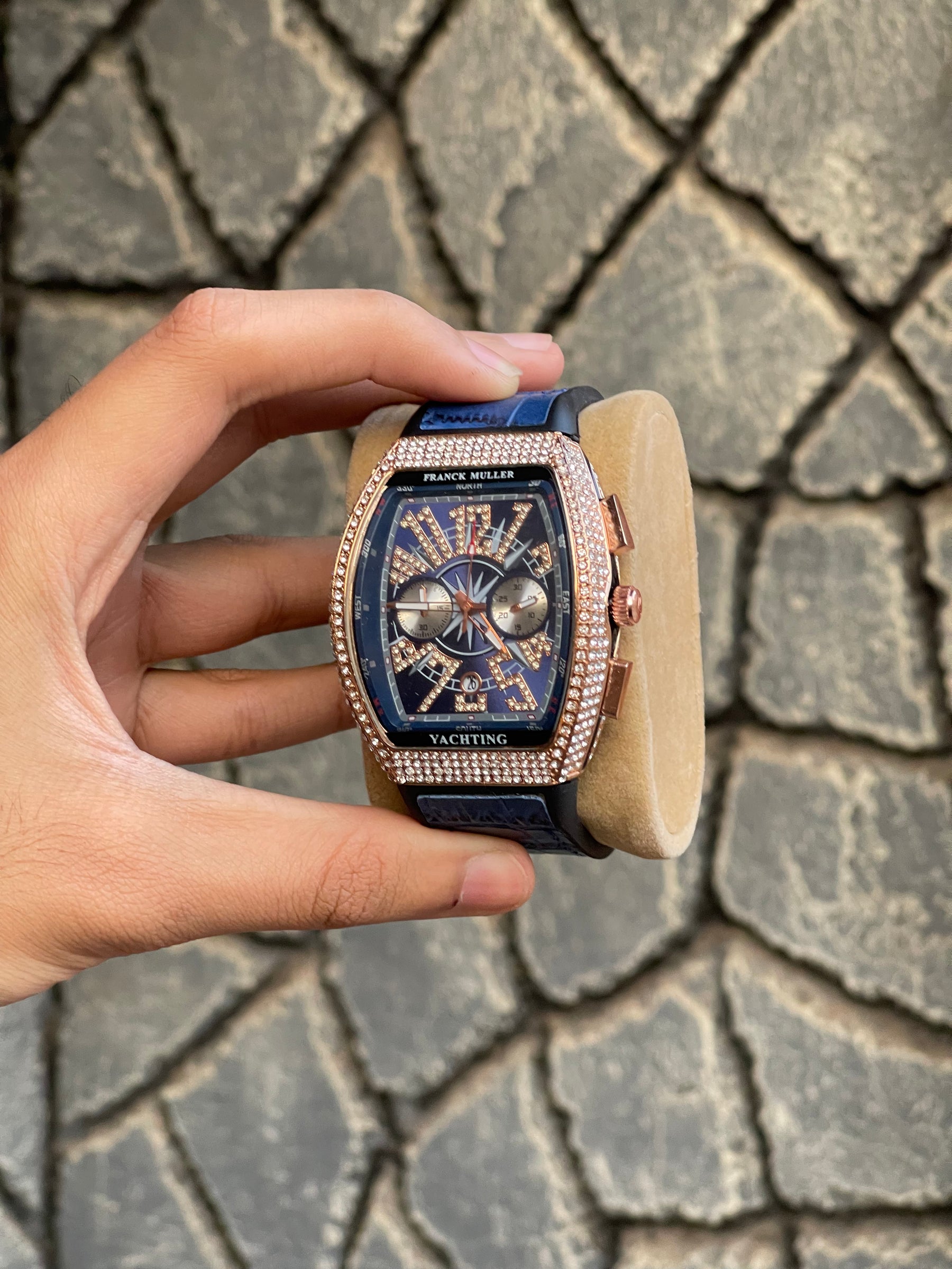 FRANCK MULLER Gold Chronograph Blue Strap