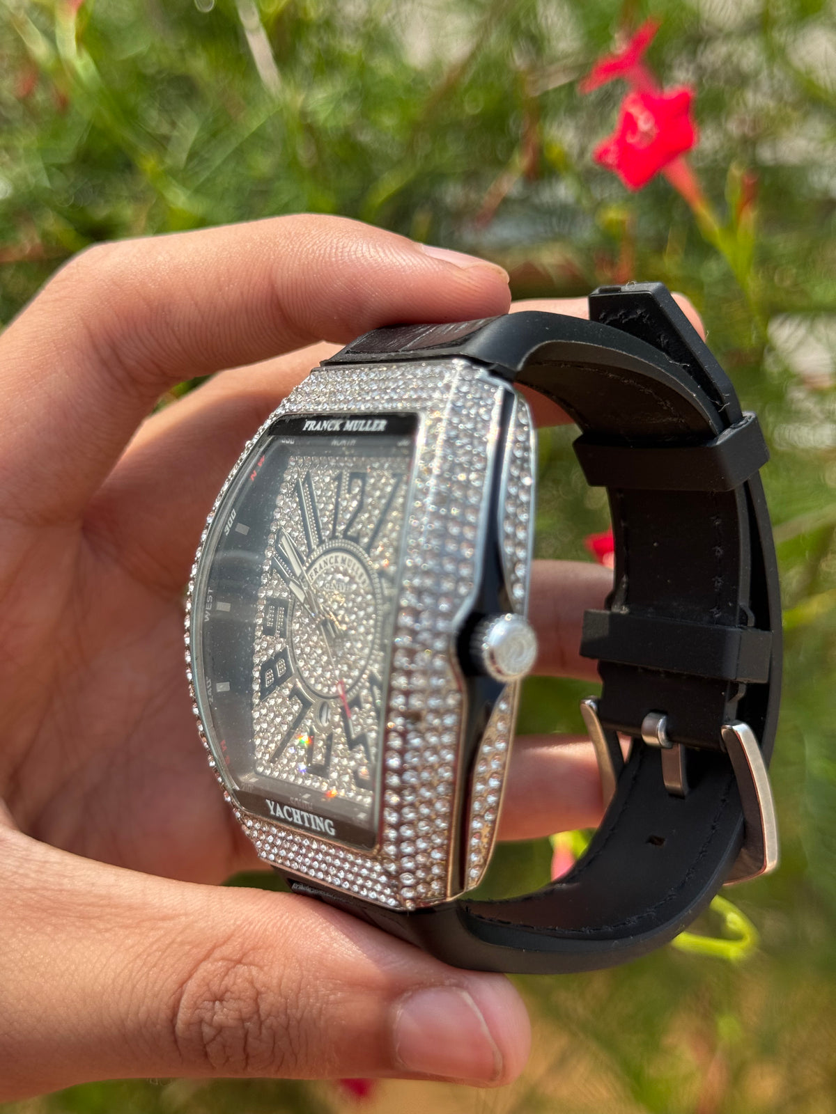 FRANCK MULLER Silver With Black Strap