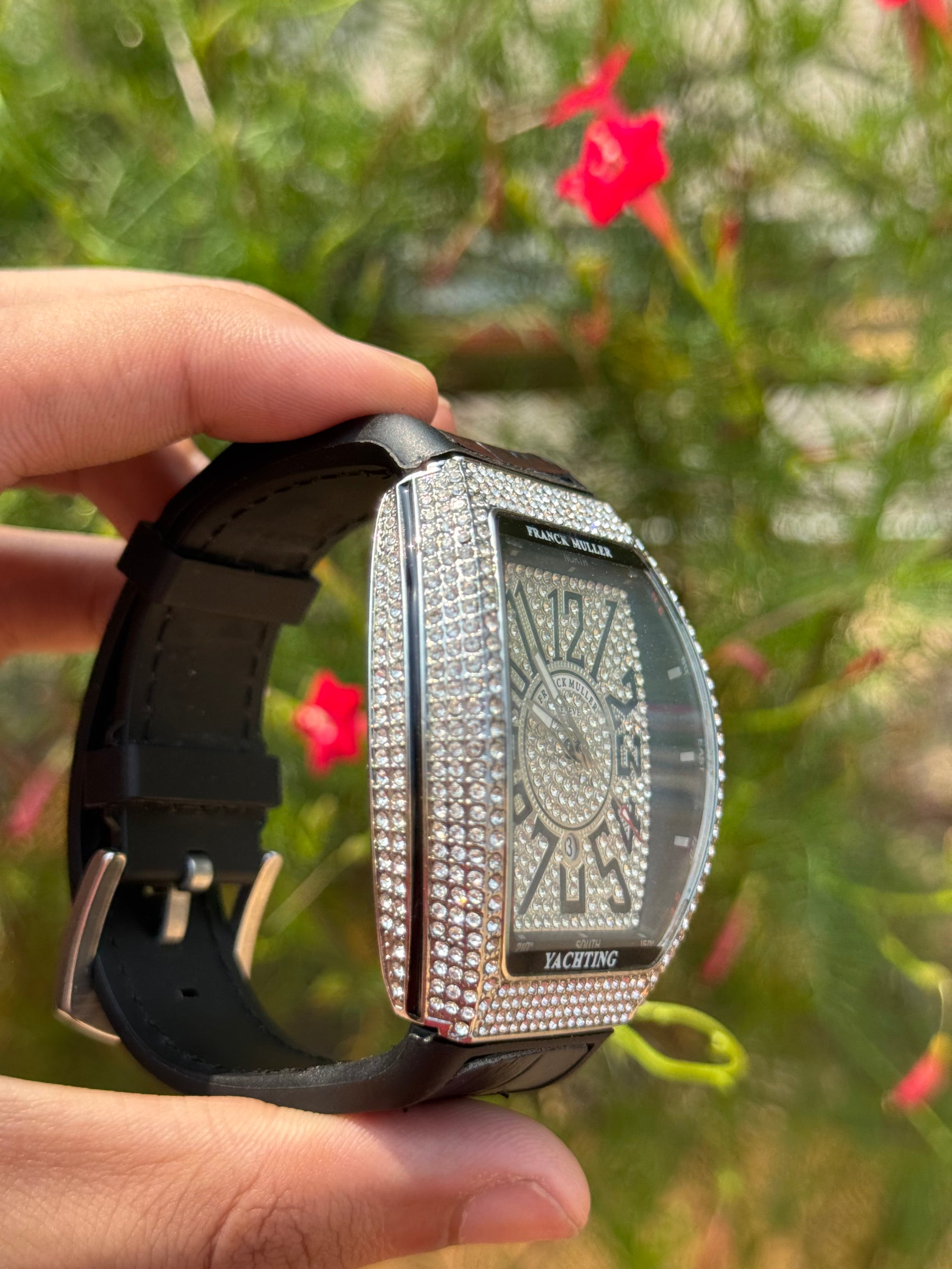 FRANCK MULLER Silver With Black Strap