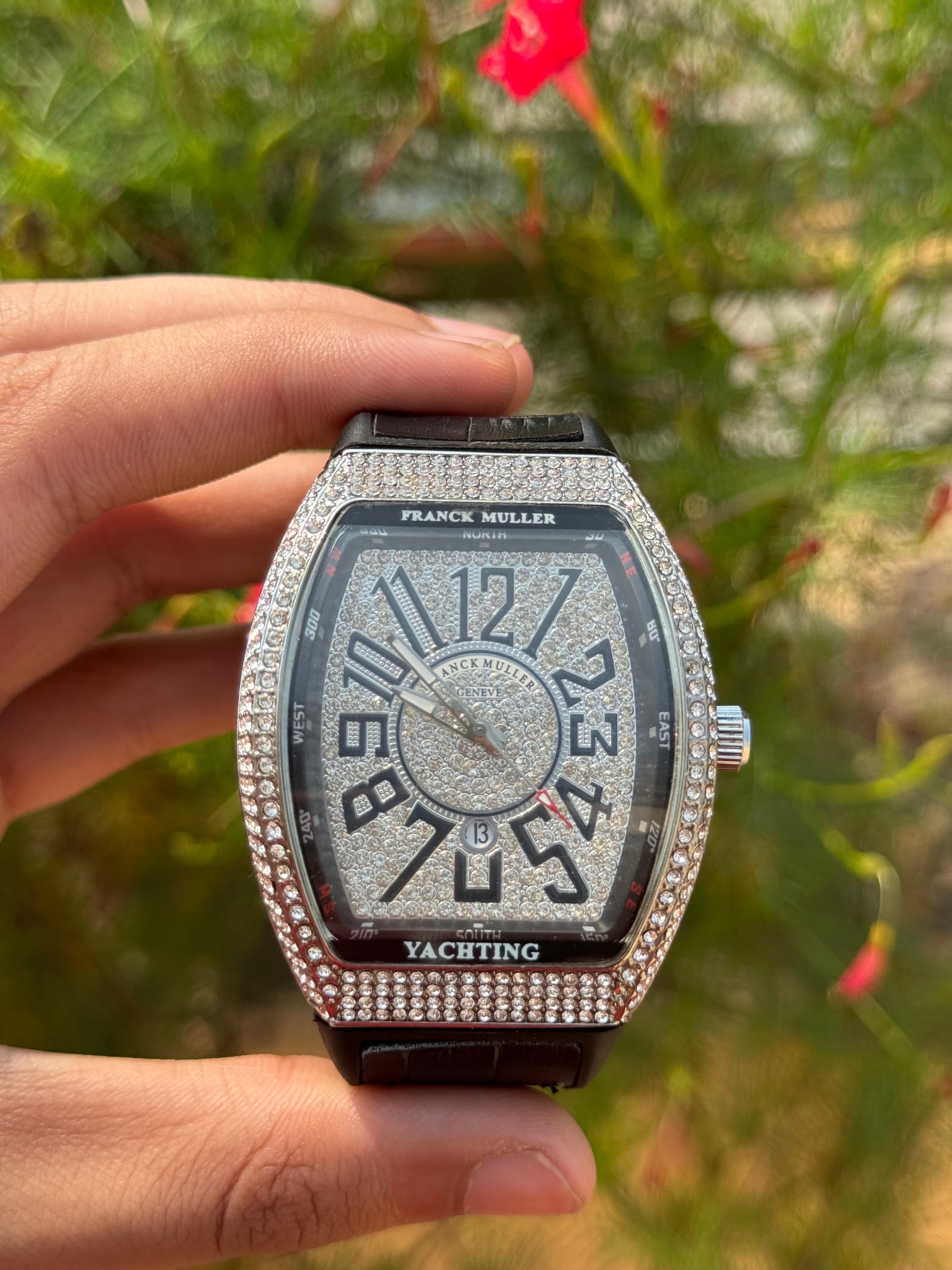 FRANCK MULLER Silver With Black Strap